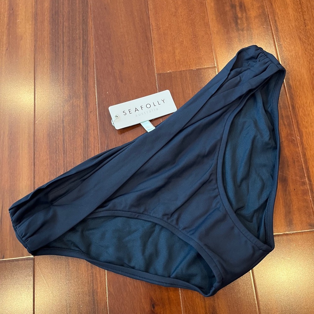 Seafolly Blue Bikini Bottom Swim Twist Band Hipster Indigo Navy New Size US 12